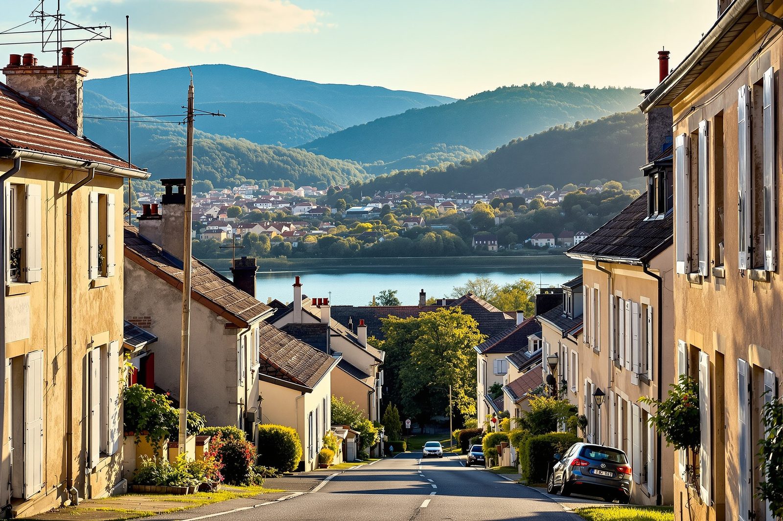 Givors au bord du Rhône avec maisons et volets roulants