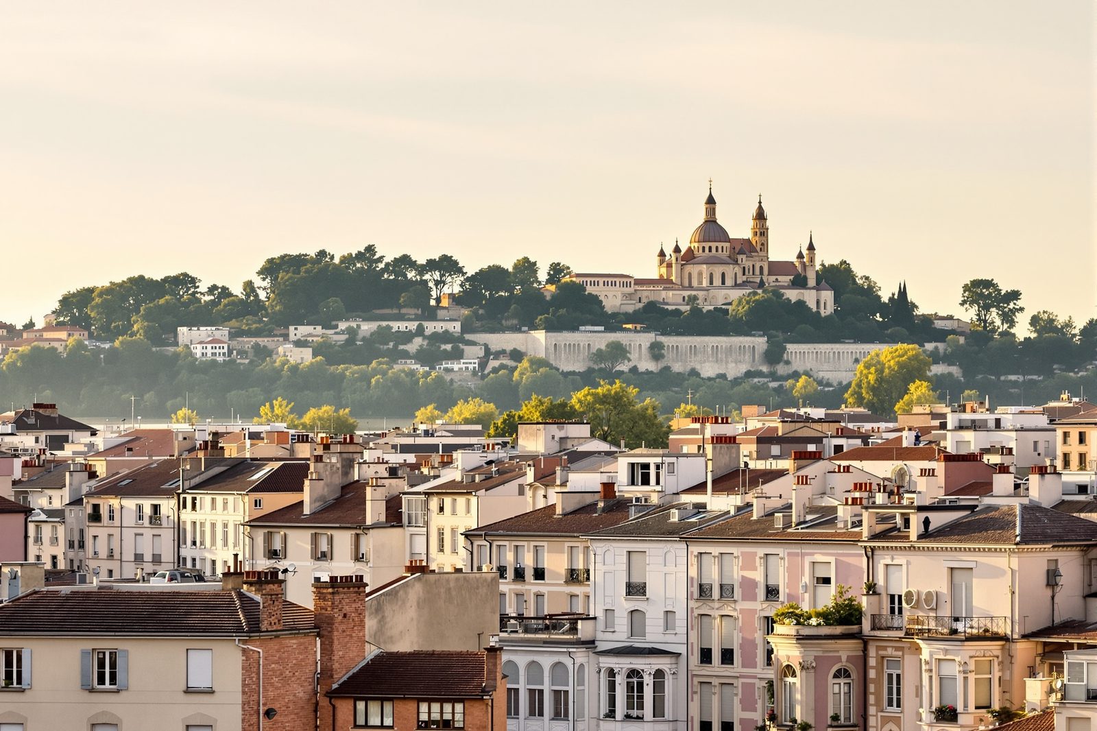 Vue de Lyon avec façades et volets roulants
